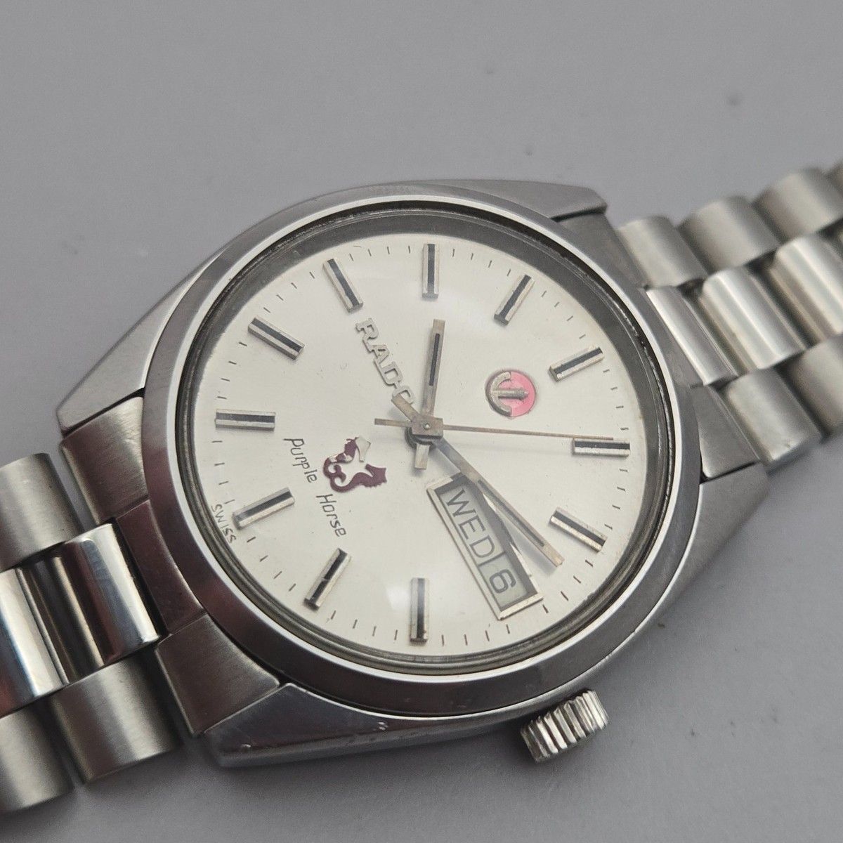 Vintage RADO Purple Horse men's automatic watch day/date swiss