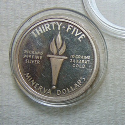 1973-LM REPUBLIC OF MINERVA SILVER & GOLD 35 DOLLARS COIN ~ LOW