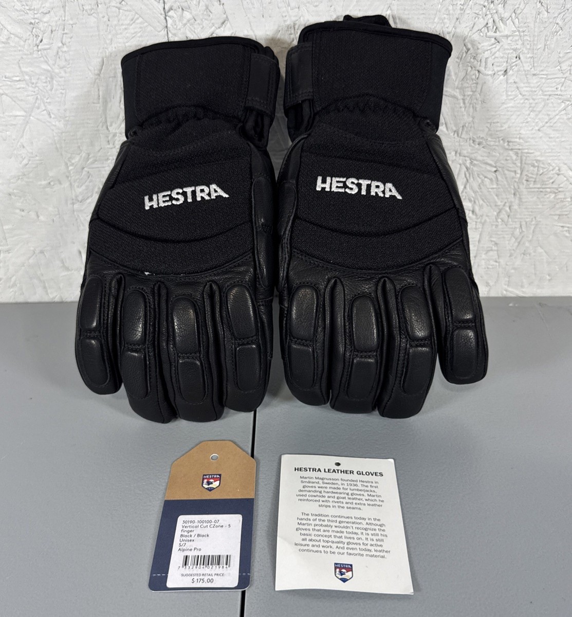Hestra CZone 5-Finger Leather Glove, Vertical Cut, Unisex Size 7