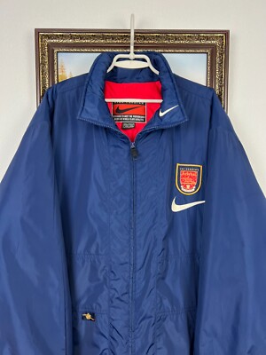 Vintage 90's Nike Arsenal Football Jacket Soccer Blue Bomber