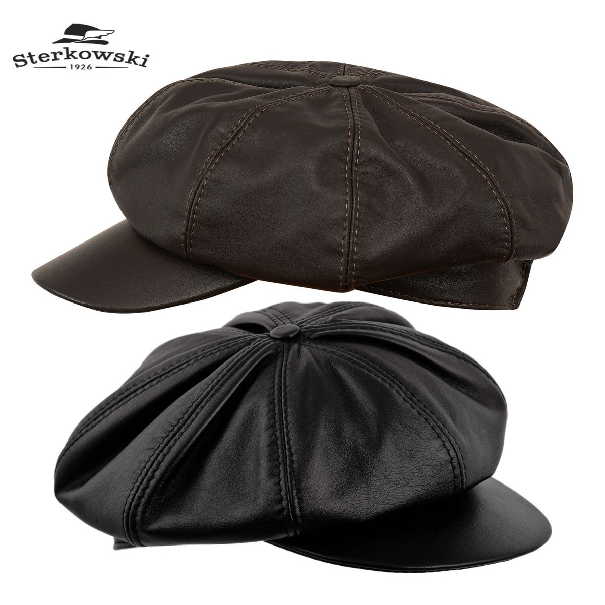 Sterkowski JIMMY Leather Newsboy Cap Applejack Paper Boy Gavroche