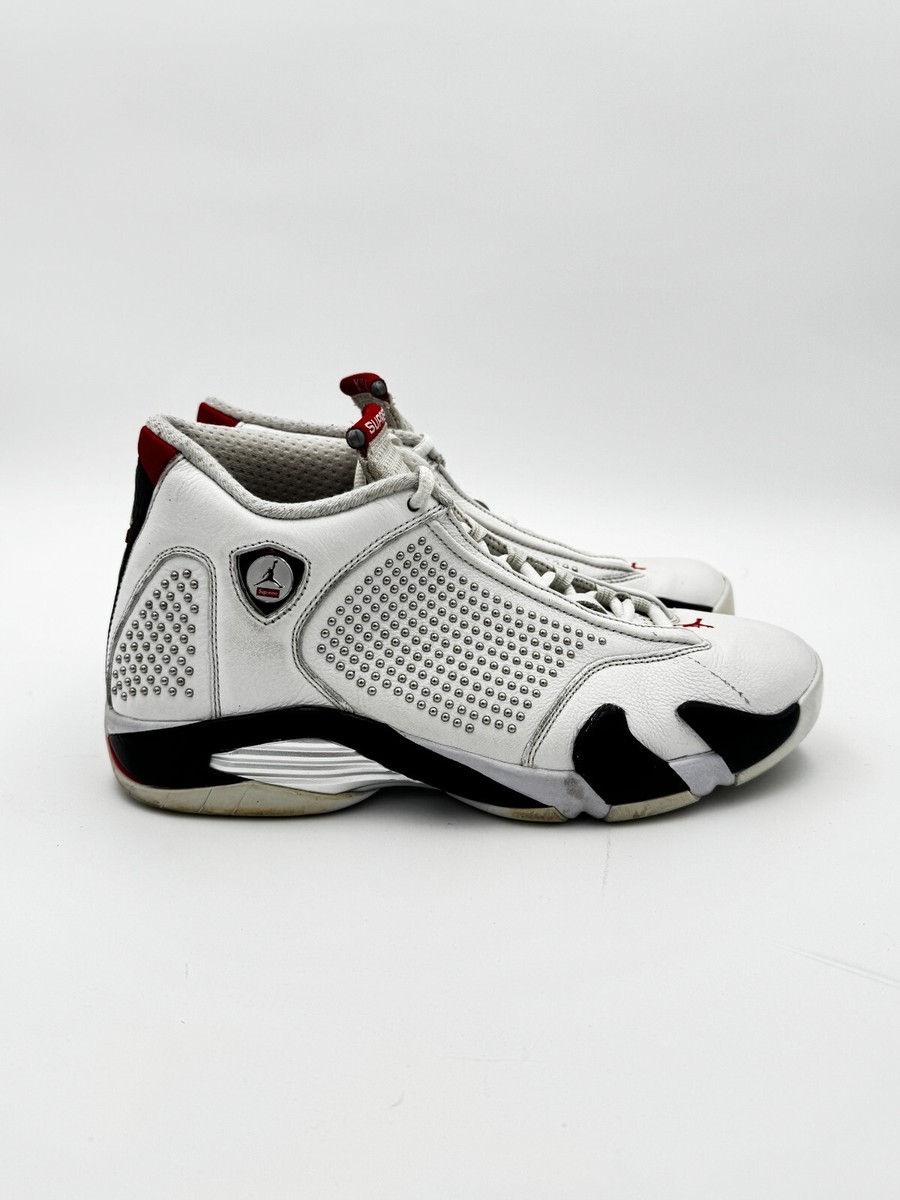Size 9.5 - Supreme x Air Jordan 14 Retro White Studded
