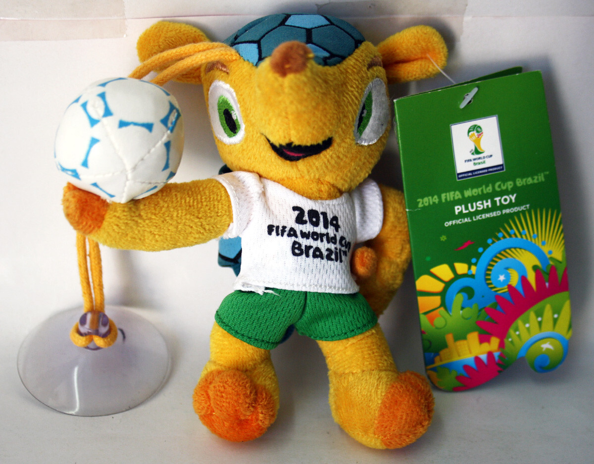 FIFA 2014 WORLD CUP BRAZIL FULECO MASCOT PLUSH TOY SUCTION CAP NEW