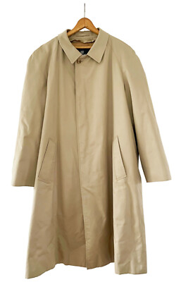 AQUASCUTUM Men's Khaki Trench Raincoat Zip-In Wool Club Check