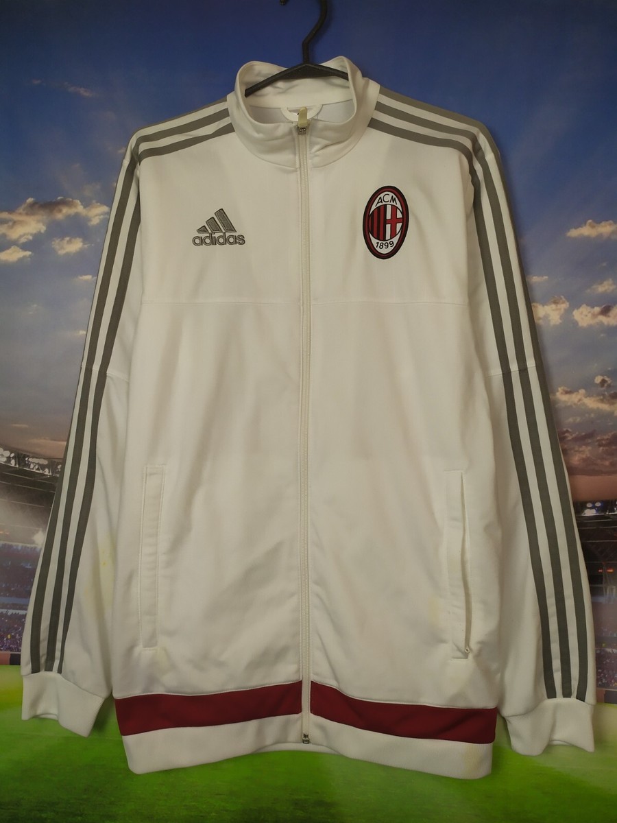 AC Milan Training Jacket With Zipped White Adidas Polyester Mens