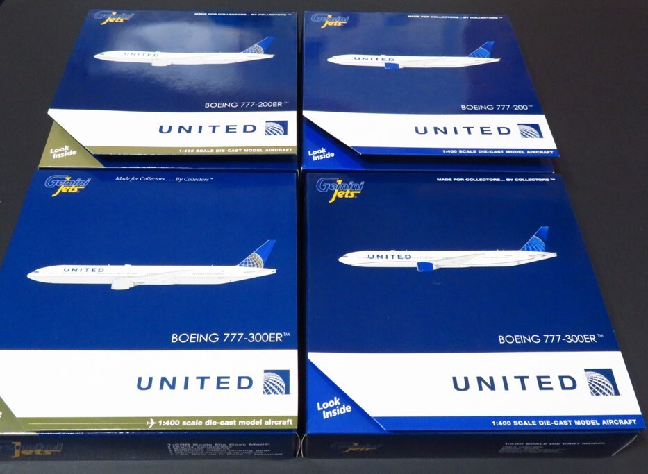 Four Pack Set. Gemini Jets United Airlines B777. 1:400 Scale. Rare