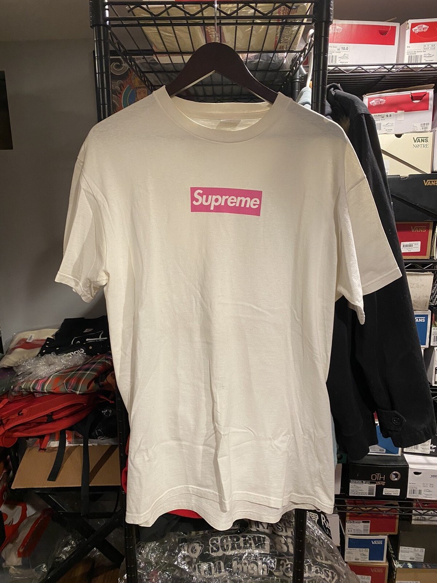 supreme pink on white box logo tee RARE size large vnds | eBay