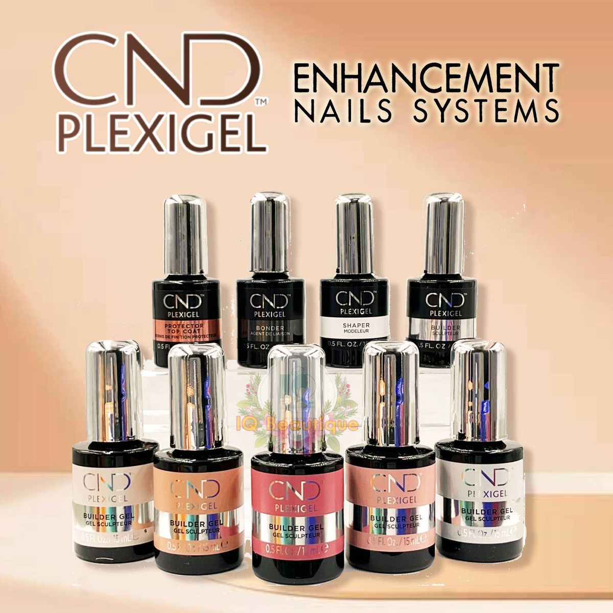 CND PLEXIGEL Bonder, Builder, Protector Top Coat, Shaper 0.5 fl oz