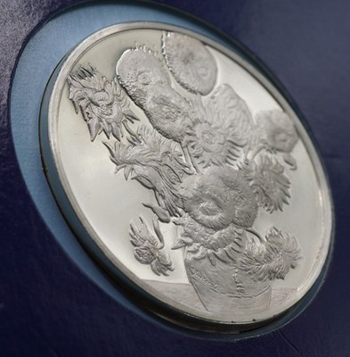 1974 SUNFLOWERS Vincent Van Gogh Franklin Mint 1888 2oz 925 Silver