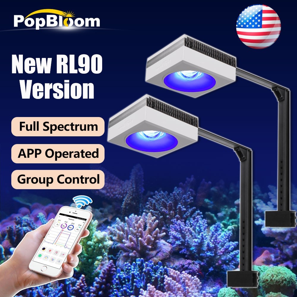 PopBloom 2PCS RL90 Reef Led Aquarium Light 48 Saltwater Reef