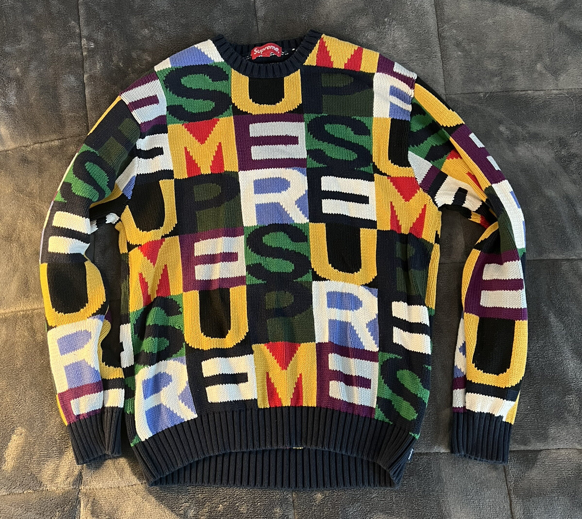 Supreme FW18 Big Letters Sweater - Multicolor Size L (Large) - 100