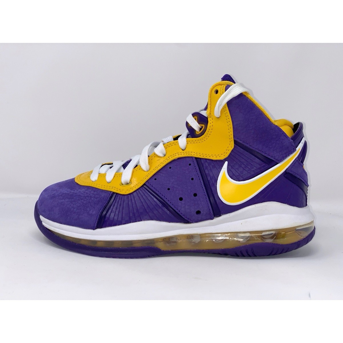 Nike Lebron 8 LA Lakers Yellow Purple Sneakers, Size 6Y / 7.5W