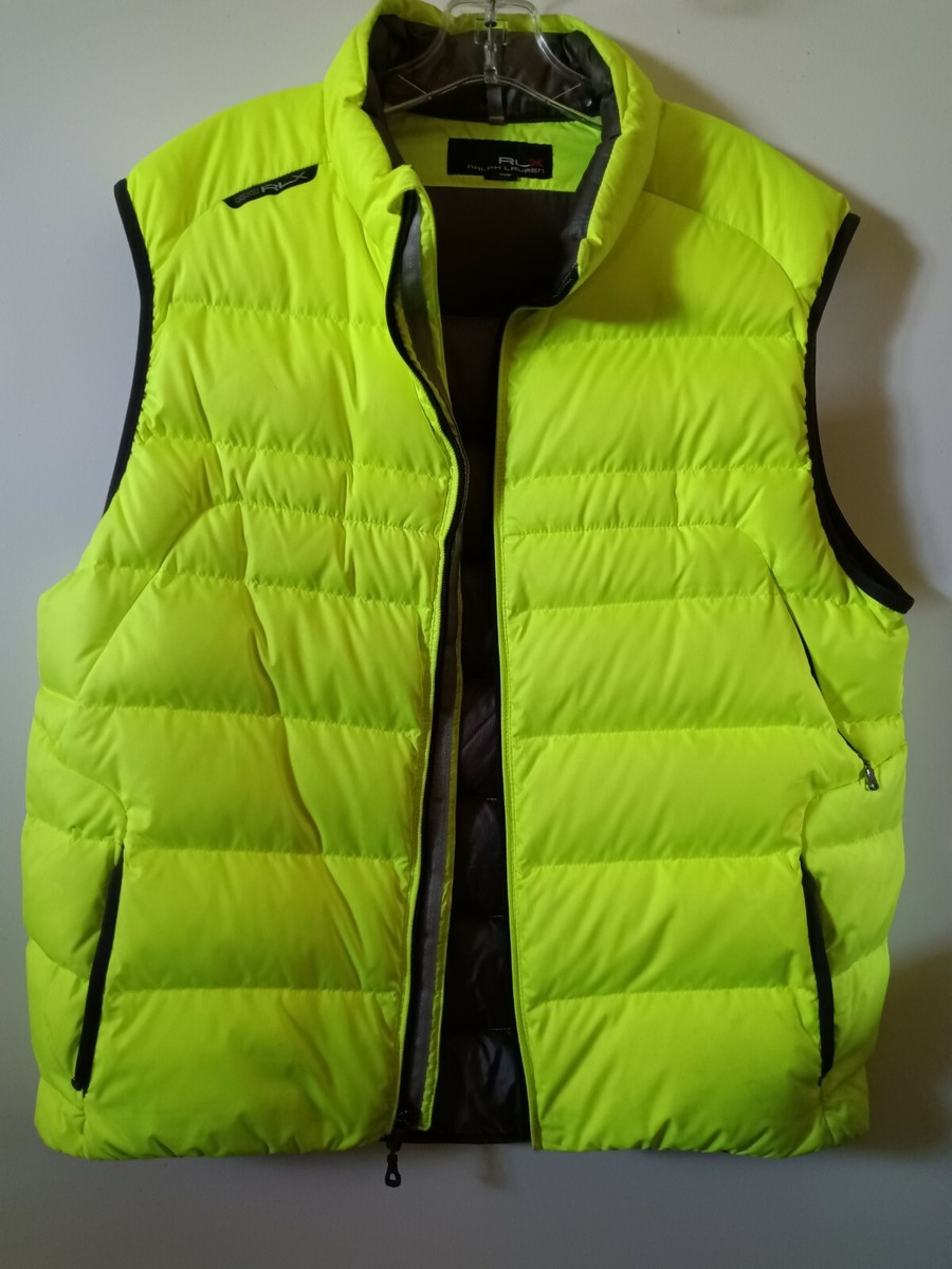RALPH LAUREN RLX PUFFER NEON GREEN DOWN VEST ZIP UNISEX MENS