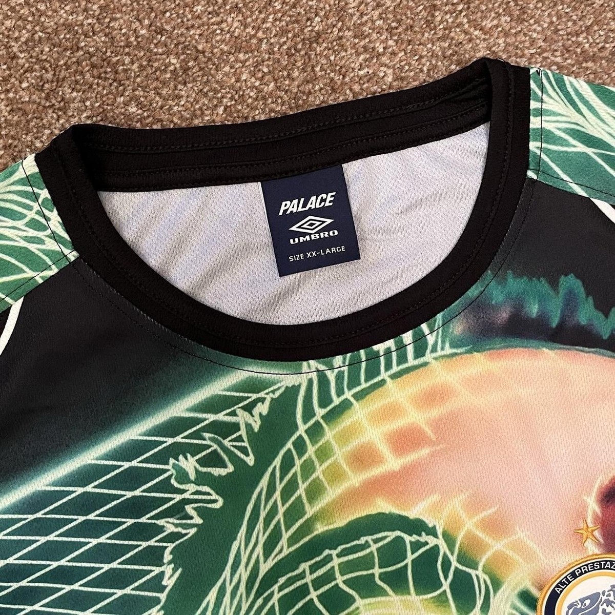 PALACE UMBRO 3RD GOALIE Football Soccer SHIRT Top BLACK NEON XXL