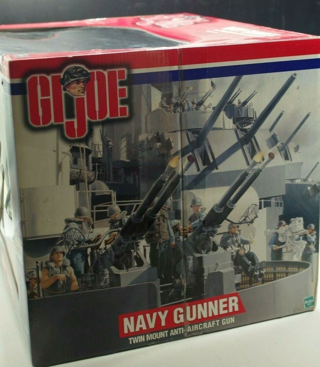 GI JOE NAVY GUNNER WITH TWIN MOUNT ANTI-AIRCRAFT GUN L.E. HASBRO