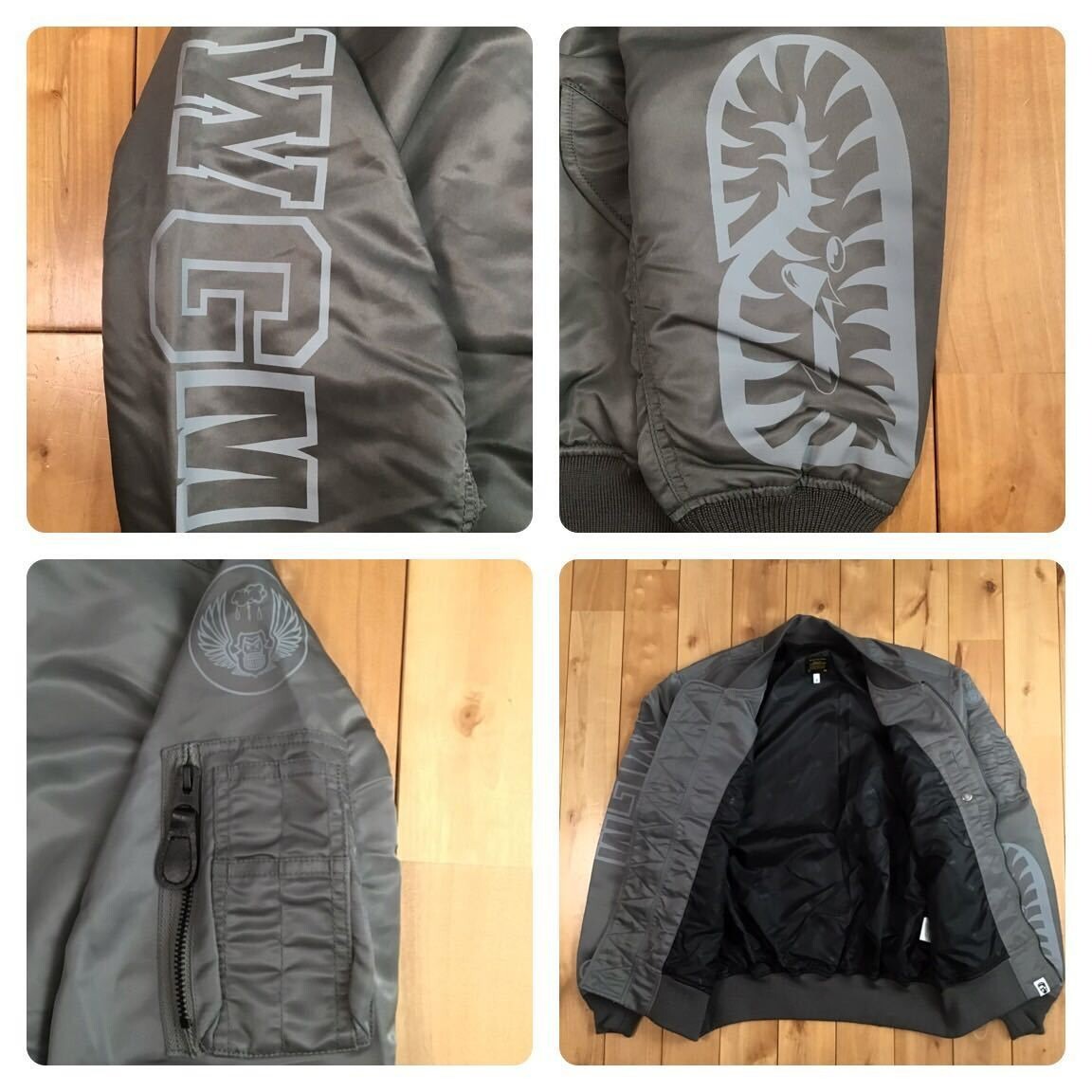 BAPE SHARK MA-1 bomber jacket gray A Bathing Ape Size S | eBay
