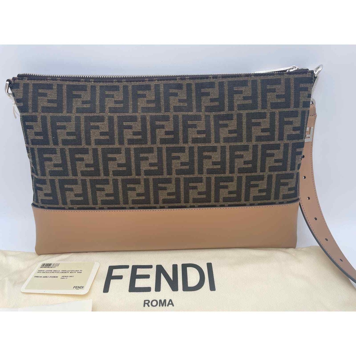 NEW FENDI FF LOGO ZIP CLUTCH SHOULDER BAG NWT! | eBay