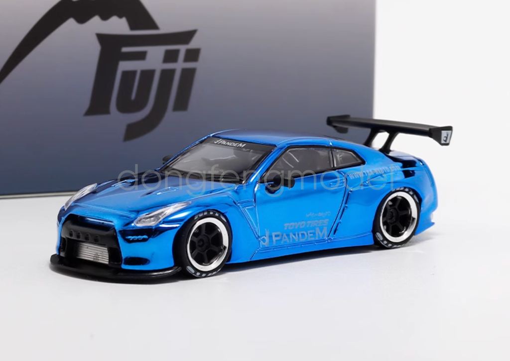 Fuji 1:64 Plating Blue GTR R35 Pandem Rocket Bunny Model Diecast
