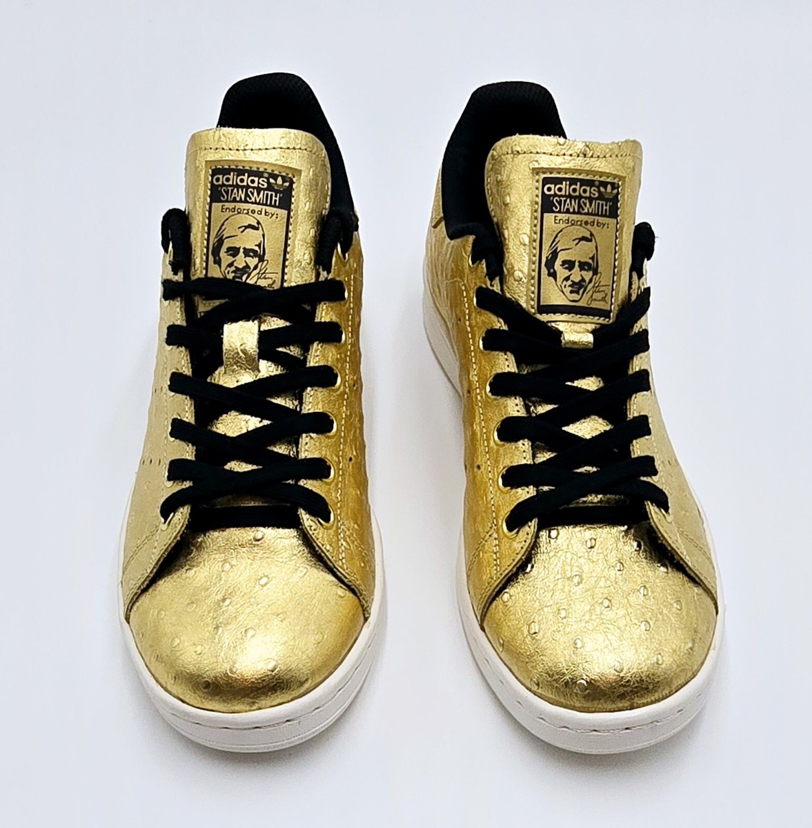 RARE🔥 Adidas Originals Stan Smith Premium Gold Ostrich Sneakers
