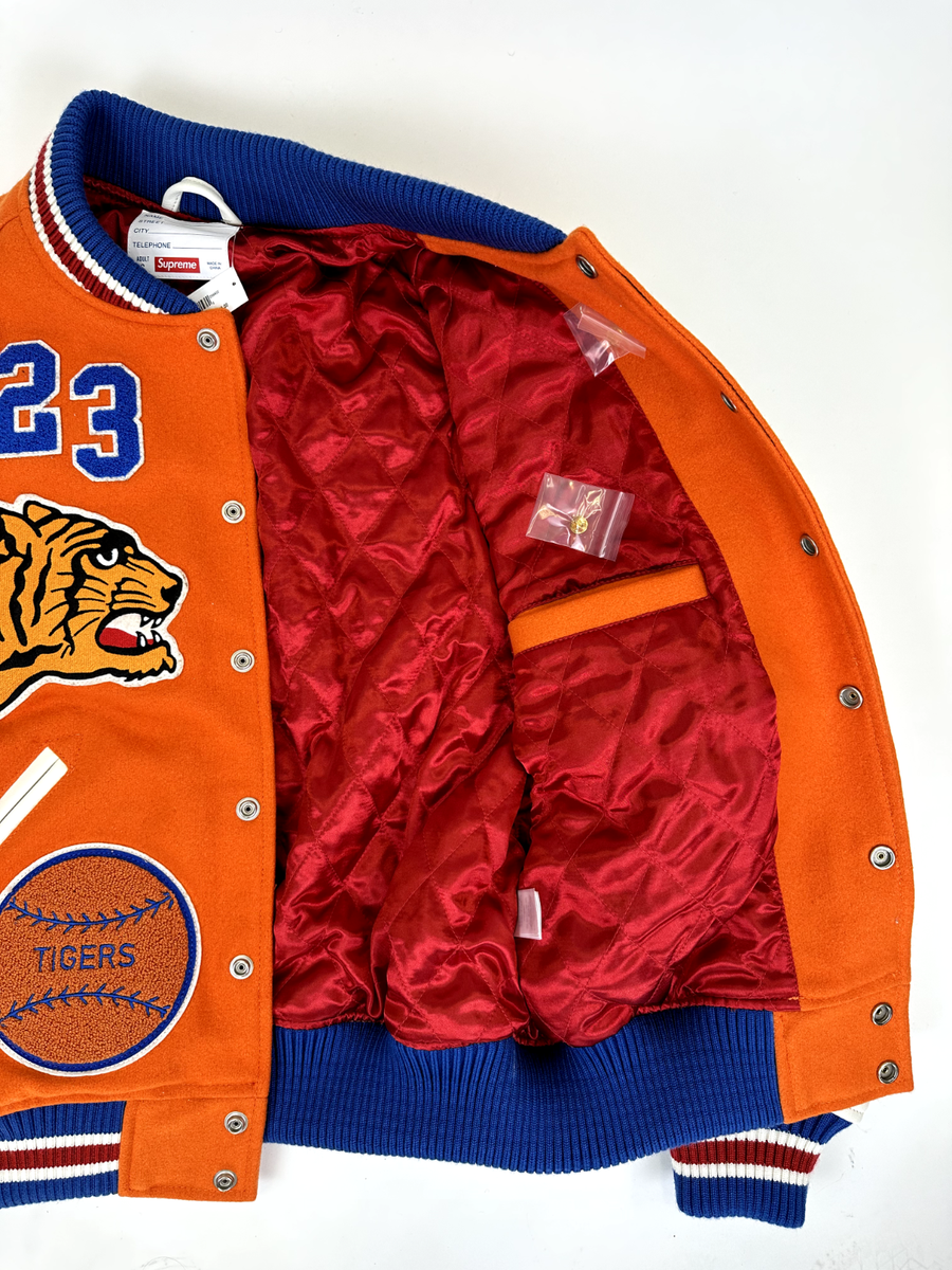 SUPREME TIGER VARSITY JACKET ORANGE SIZE SMALL FW23 WEEK 1 | eBay