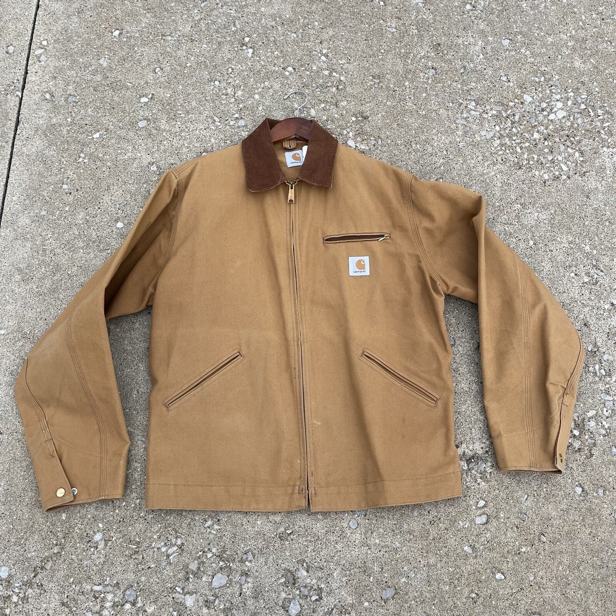 VTG Carhartt J97 PTL Detroit Unlined Work Jacket Tan Size Large