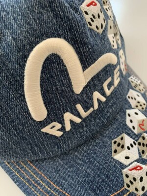 Palace Skateboards Denim Cap EVISU Collabo Dice Mesh Trucker Size