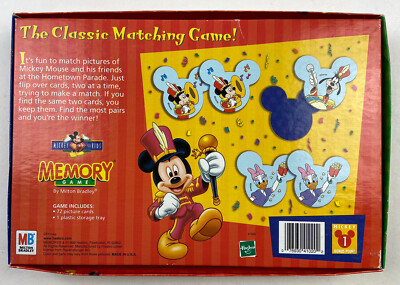 Vintage 1998 Mickey Mouse Memory Game by Milton Bradley COMPLETE