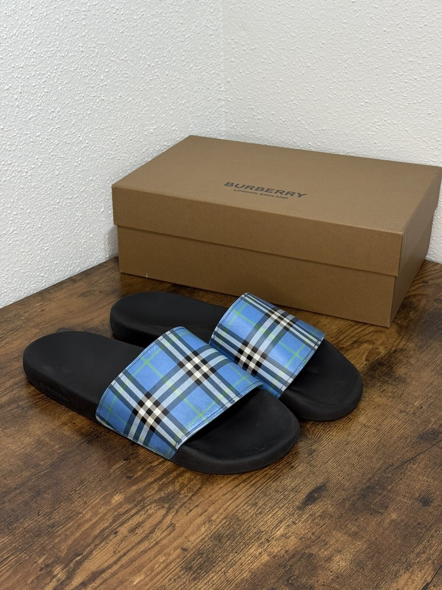Burberry Blue Check Slides size 11 | eBay