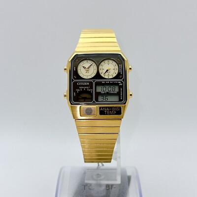 Citizen Ana-digi Temp JG2103-72X Gold Analog Digital Watch Reprint