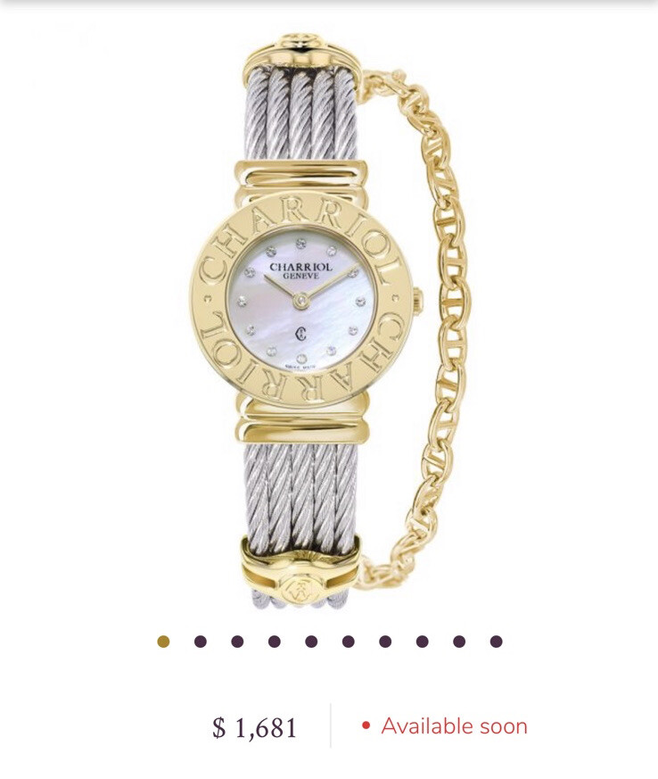 Philippe Charriol Diamond dial Watch Cable Cuff SS w/18K Gold