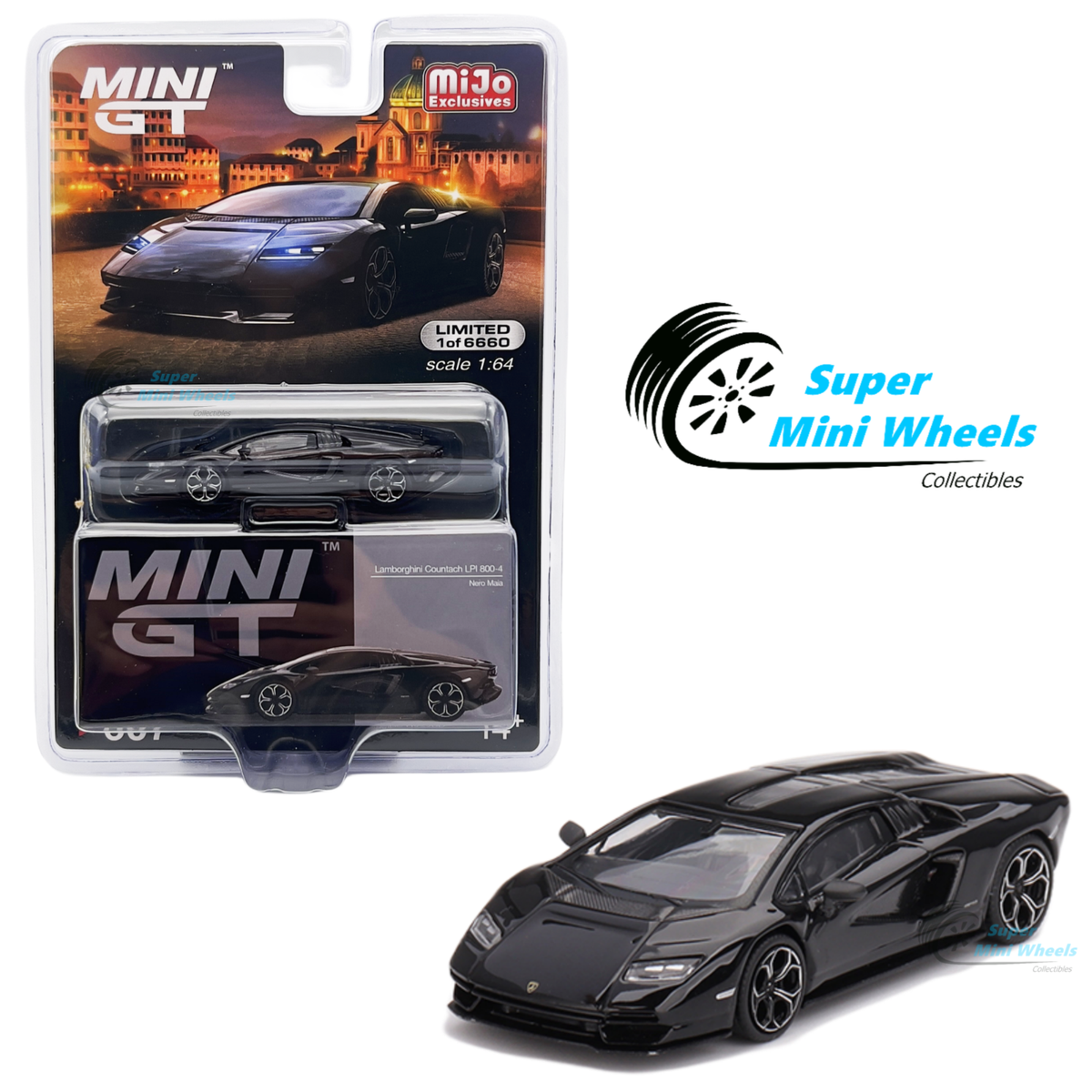 Mini GT 1:64 Lamborghini Countach LPI 800-4 Nero Maia Black #607