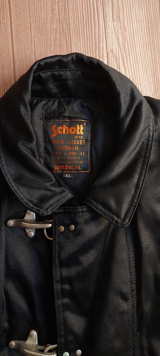 Vintage Schott NYC Fireman Jacket Over Coat Black Size XL 90s | eBay