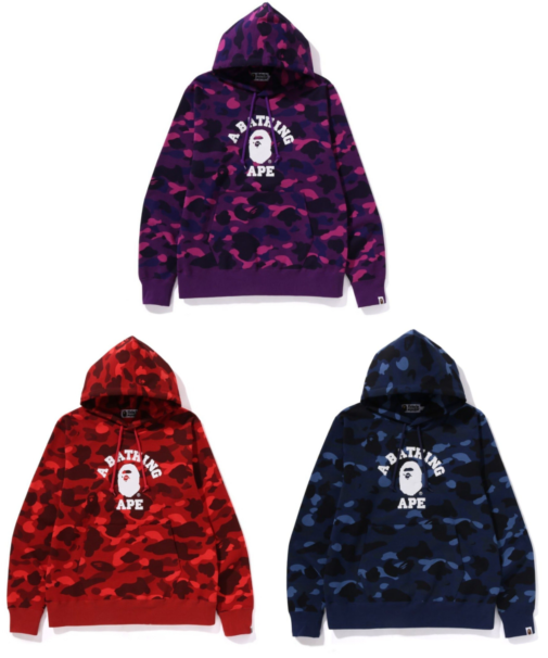 check description a bathing ape bape color camo college pullover