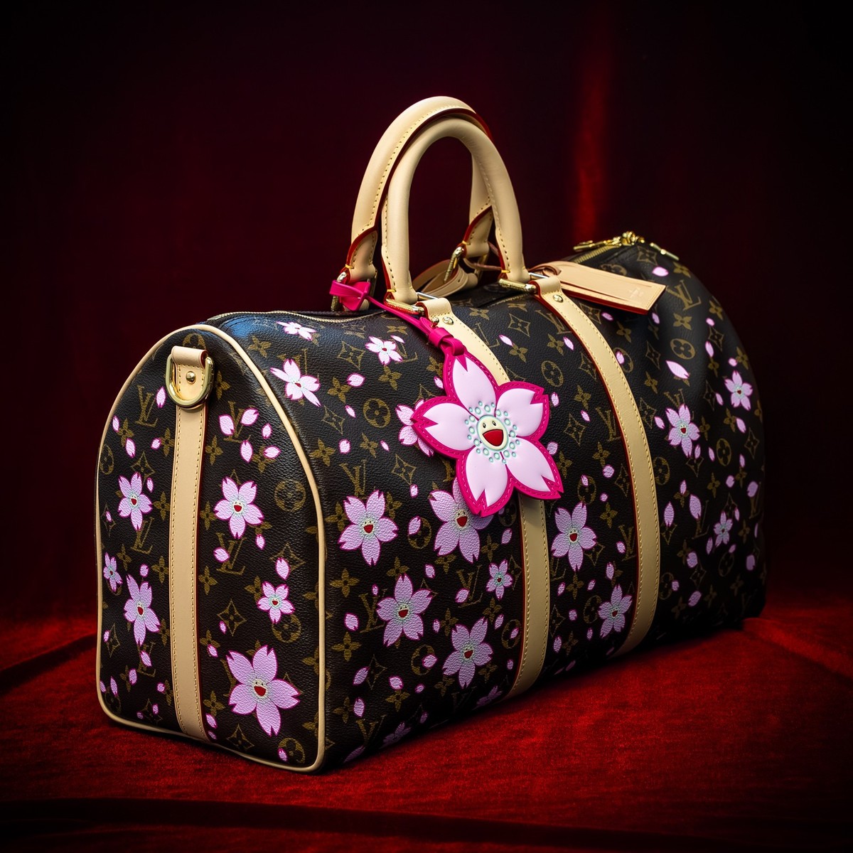 BNIB Louis Vuitton Takashi Murakami Keepall Bandoulière 45 Sakura