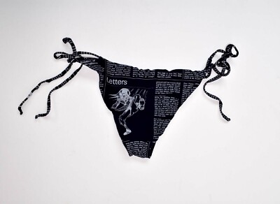JOHN GALLIANO bikini black white Sz.40 IT 36 stunning Newspaper