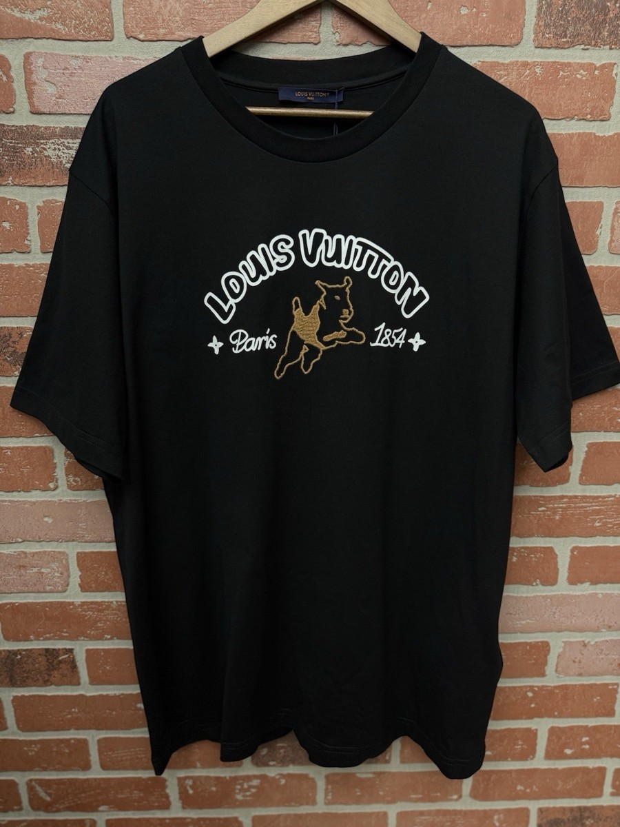 LOUIS VUITTON T-Shirt LV Tee Cotton Black Size XXL 100% Authentic