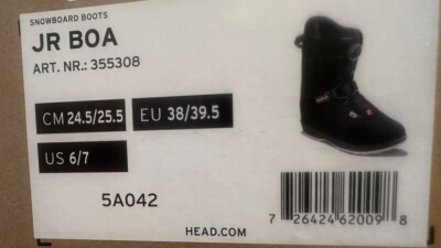 NWT HEAD JR BOA JUNIOR SNOWBOARD BOOT Size: CM 24.5/25.5 (EU 38