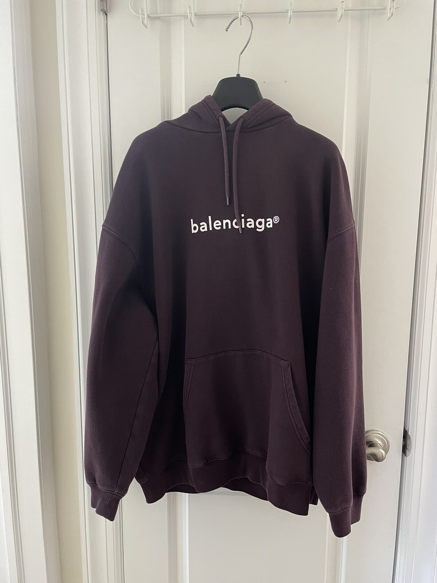 Balenciaga Copyright Logo Hooded Sweatshirt - L Purple Eggplant
