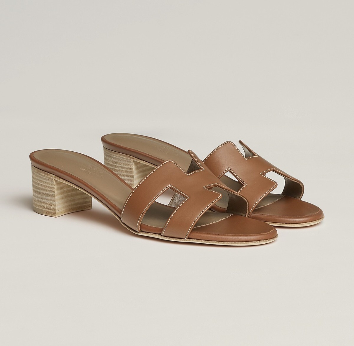 Size 38EU New in Box Hermes Brown Gold Calfskin Oasis Sandals | eBay