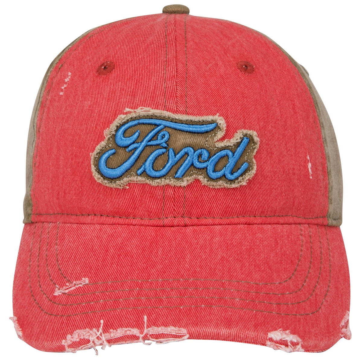 Ford Logo Distressed Cotton Twill Hat Red | eBay