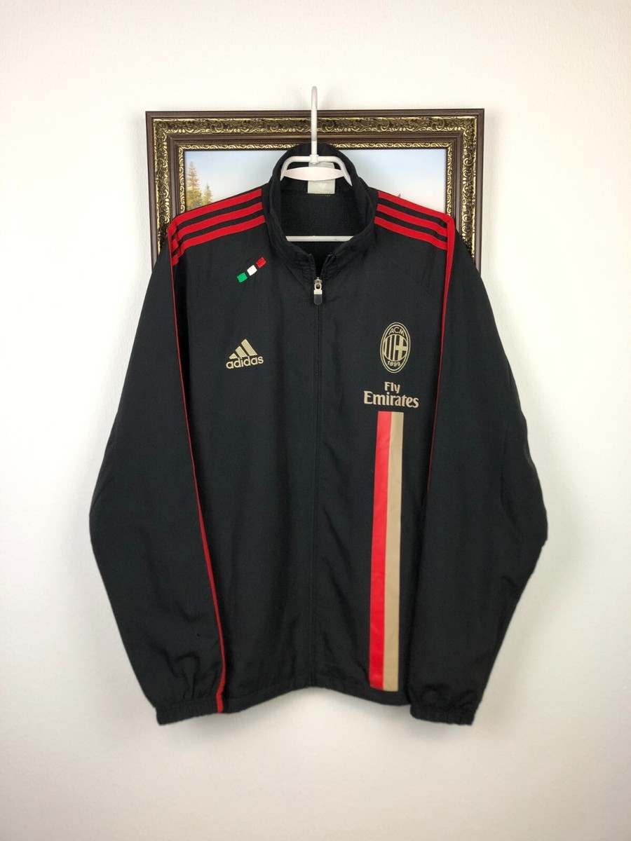 Vintage Adidas AC Milan Football Jacket Soccer Track Top Zip Mens