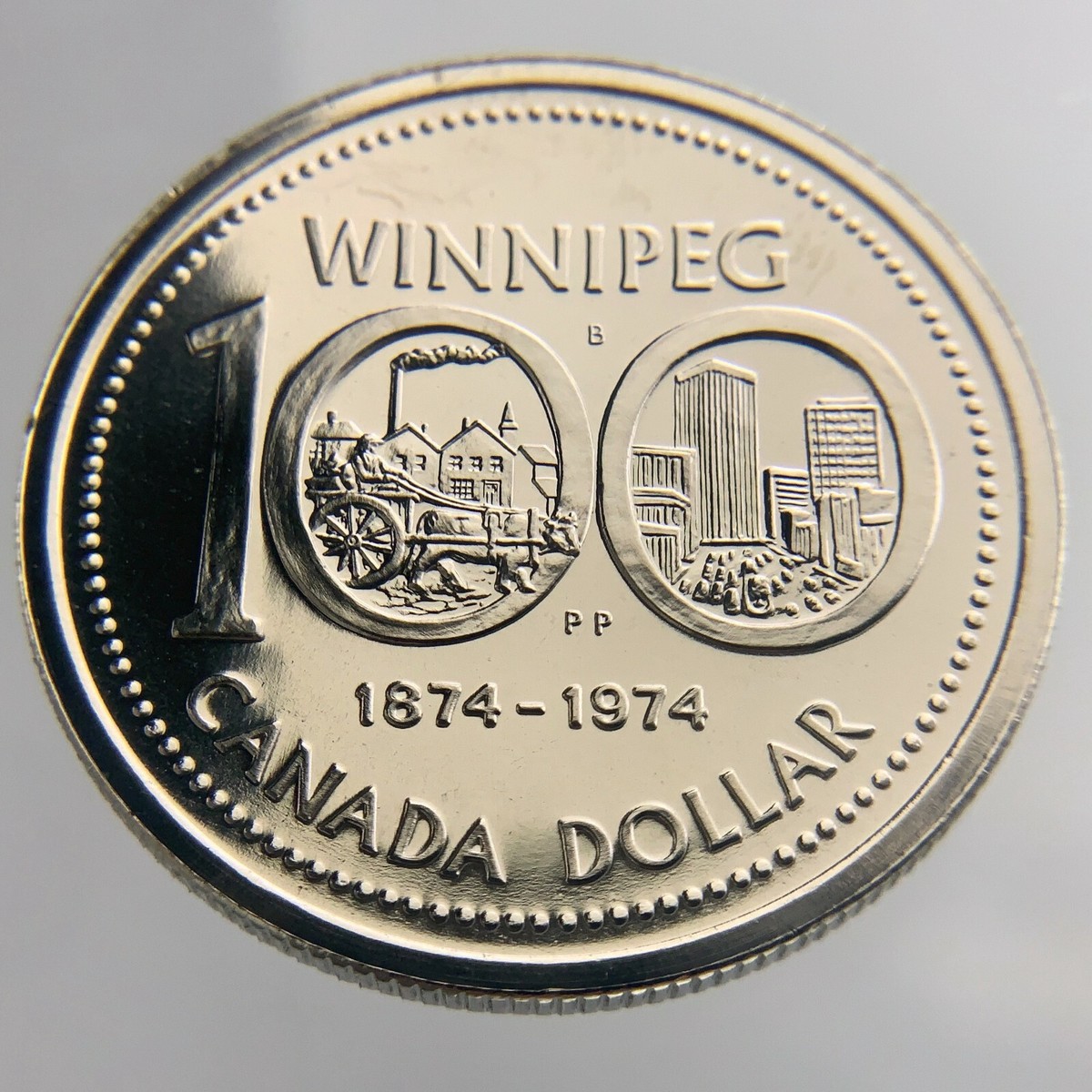 1874-1974 Canada Dollar 1 One Dollar Winnipeg 100 Year