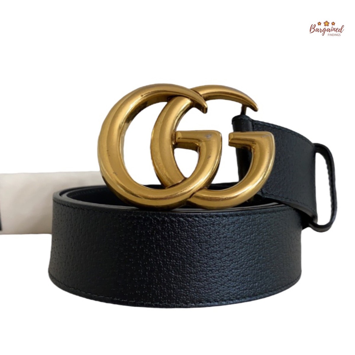 Authentic Gucci Black Textured Wide Leather Signature Double G