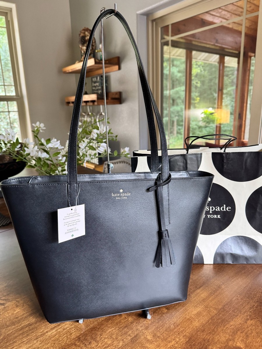 Kate Spade Emilia Black Leather Large Work Tote Retail $329 | eBay