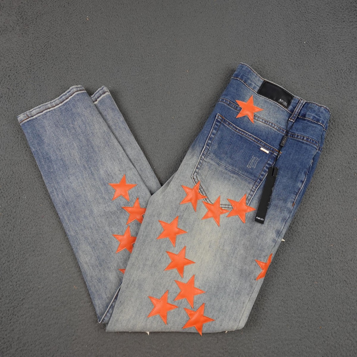 Amiri Star Jeans Mens 38 Chemist Orange Patch Distressed Skinny
