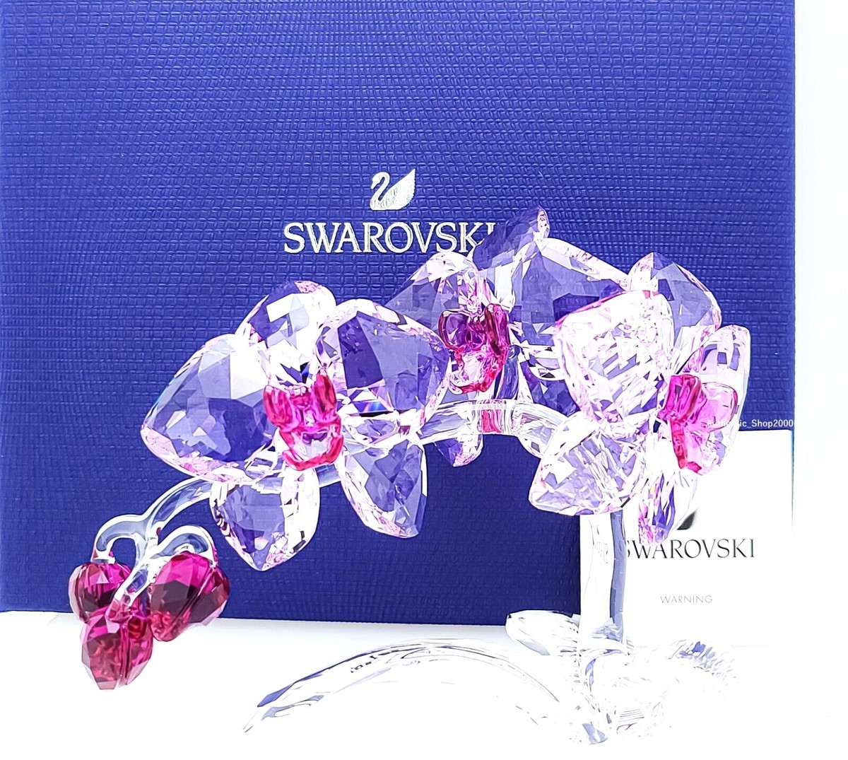 New 100% SWAROVSKI Purple Crystal Flowers Orchid Figurine Display