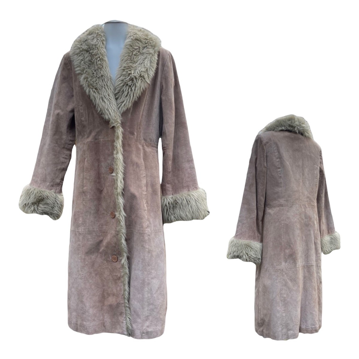 Vintage 90s DELIA'S Womens M Suede Leather Penny Lane Coat Afgan