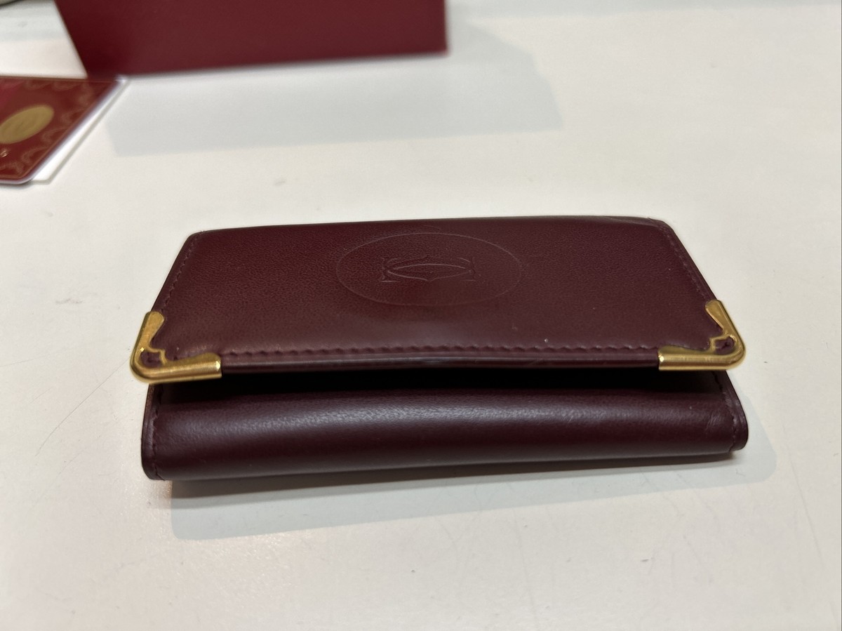 Cartier Must De C Logo Red Burgundy Leather 4-Key Holder Wallet | eBay