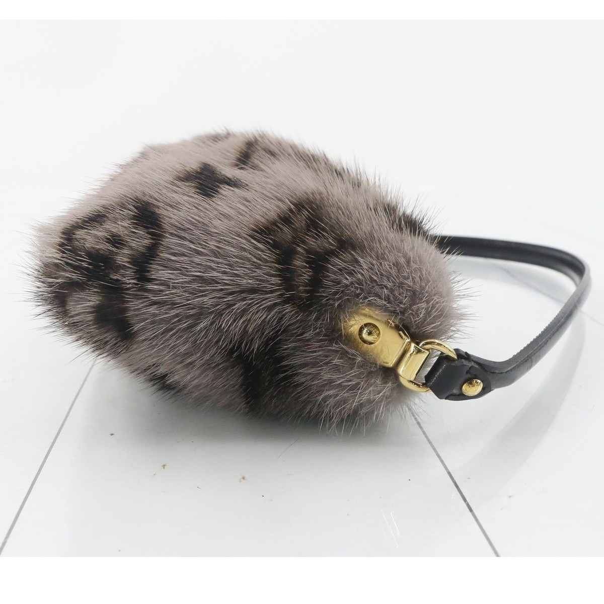 Louis Vuitton Mink Fur Bag Monogram Milla Vision MM Gray Vintage