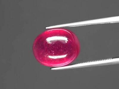 13.37ct 14x11mm Oval Cabochon Purplish Red Ruby Gemstone (Heated